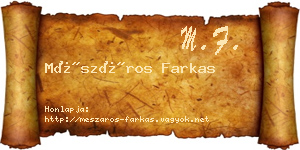 Mészáros Farkas névjegykártya